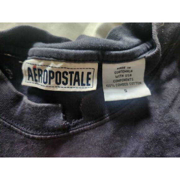 Vtg Aeropostale Tshirt Mens Sz Small Blue grunge punk Thrashed DIY - Picture 2 of 2